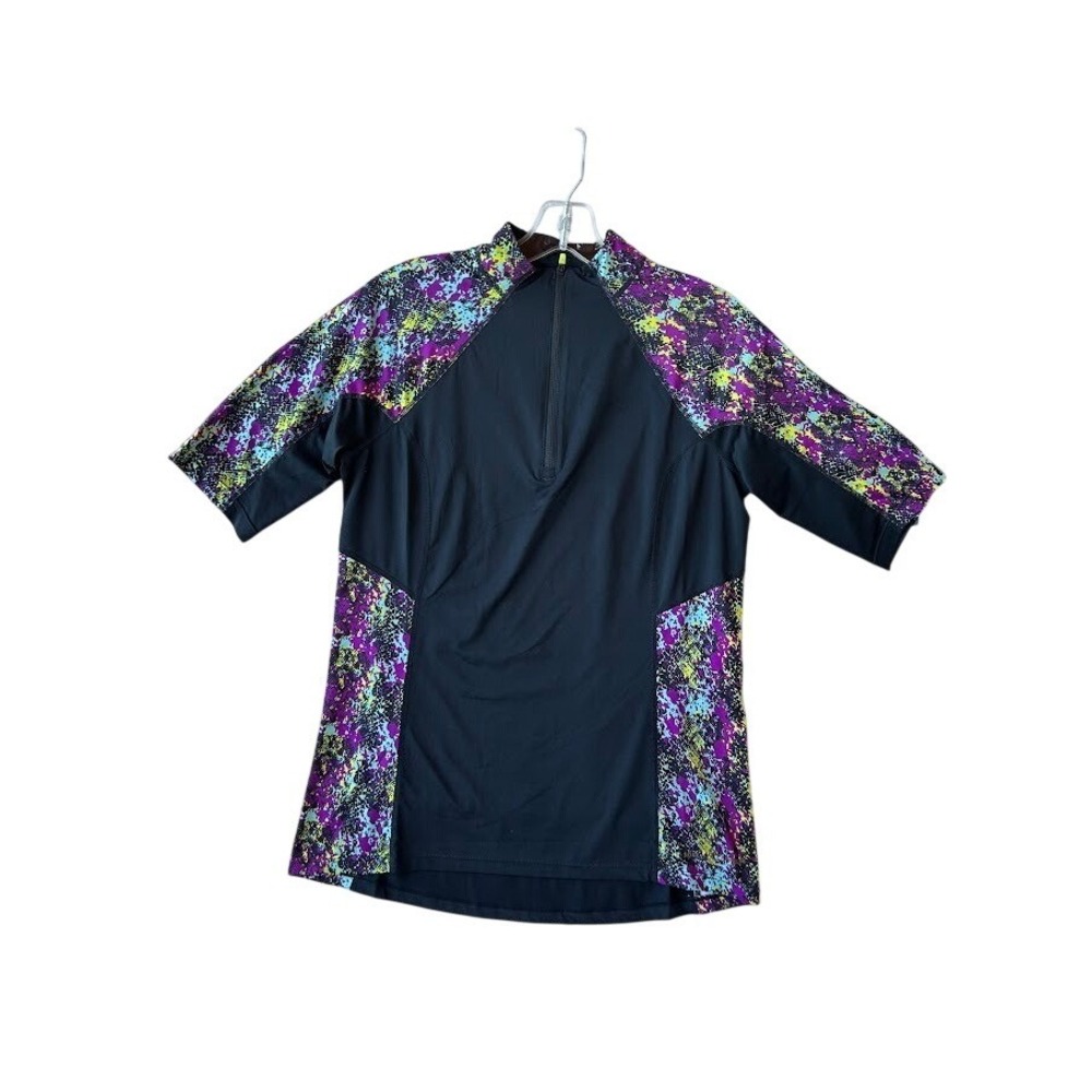 Noble Outfitters Womens Quarter Zip Performance Top Black‎ Multi Color  Med